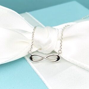 Tiffany & Co. Mini Infinity Pendant Necklace 16 - 18” .925 Sterling Silver w/box